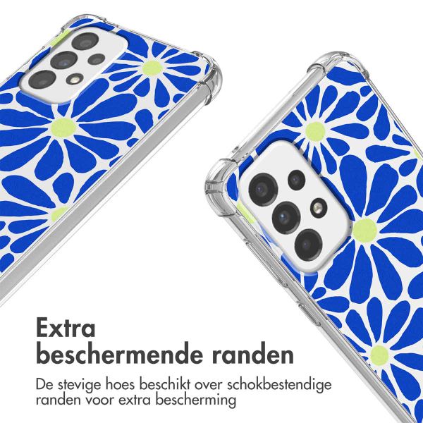 imoshion Design hoesje met koord Samsung Galaxy A33 - Cobalt Blue Flowers Connect