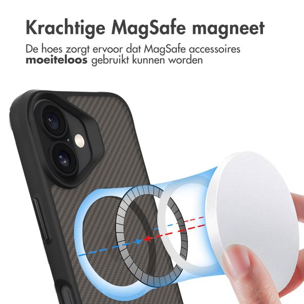 imoshion Rugged Hybrid Carbon Case met MagSafe Apple iPhone 16 - Zwart
