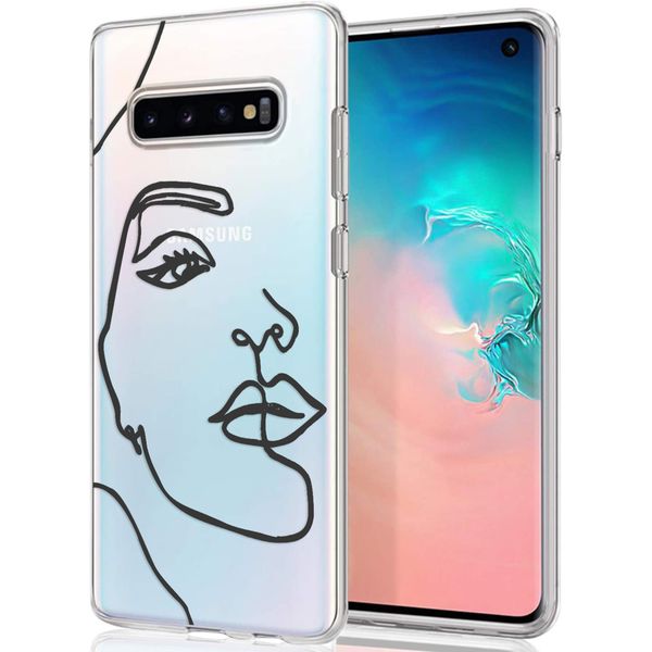 imoshion Design hoesje Samsung Galaxy S10 - Abstract Gezicht - Zwart