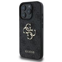 Guess 4G Metal Logo Backcover iPhone 16 Pro - Zwart