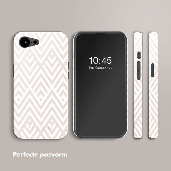 Selencia Vivid Backcover met MagSafe Apple iPhone 16e - Beige Zigzag