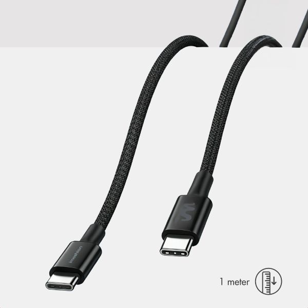 imoshion Oplader - 2x USB-C 40W + Braided USB-C naar USB-C kabel 100W - 1 meter - Zwart