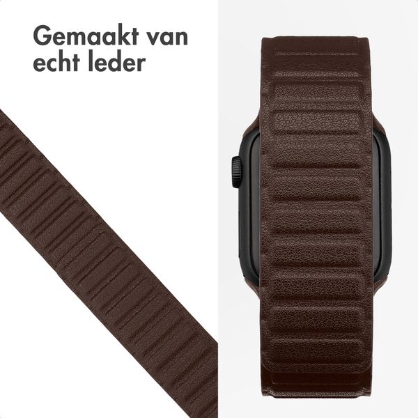 Accezz Magnetisch echt lederen bandje Apple Watch | 44/45/46/49 mm - Chocolate Brown