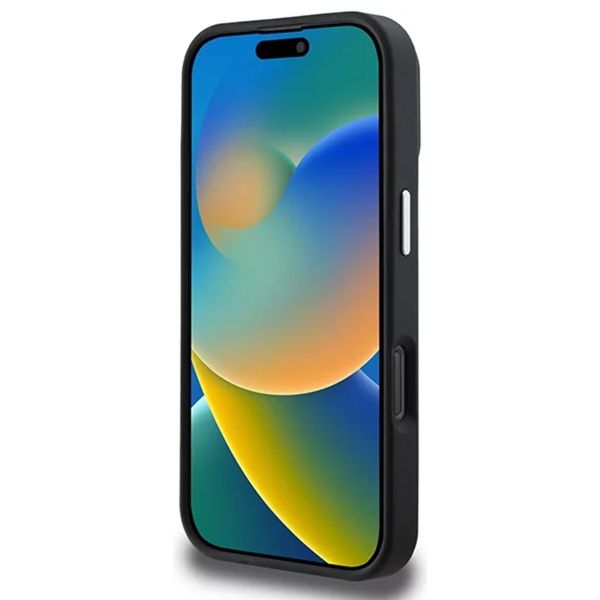 Guess Grained Triangle Case MagSafe Apple iPhone 16 Pro - Zwart