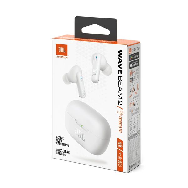JBL Vibe Beam 2 Earbuds - Draadloze Oordopjes - Active Noise Cancelling - Wit