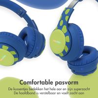 imoshion Draadloze Kinderkoptelefoon Dino LED Light - Decibelbegrenzer - Met AUX kabel - Cobalt Blue / Lime