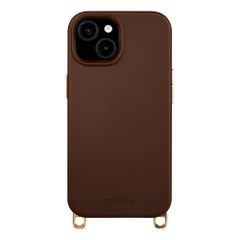 Selencia Rivièra MagSafe Backcover met afneembare haakjes Apple iPhone 15 - Choco Brown