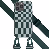 Selencia Siliconen design hoesje met afneembaar koord Apple iPhone 13 Pro Max - Irregular Check Green