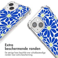 imoshion Design hoesje met koord Apple iPhone 13 - Cobalt Blue Flowers Connect