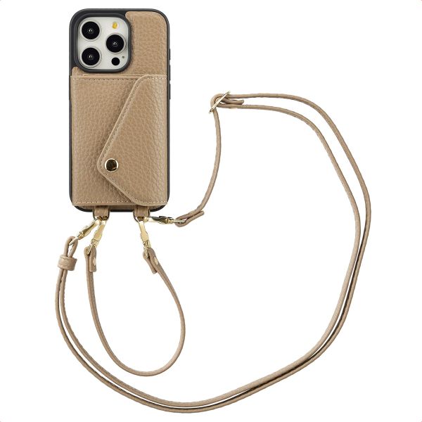 Selencia Sera Koordhoes met pashouder envelop iPhone 15 Pro - Beige