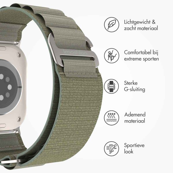 imoshion Nylon Alpine bandje Apple Watch Series 1 t/m 9 / SE (38/40/41 mm) | Series 10 / 11 (42 mm) - Olive Green