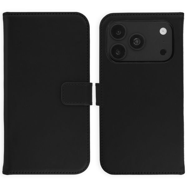 Selencia Echt Leren Bookcase Apple iPhone 18 Pro Max / 17 Pro Max - Zwart