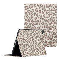 Selencia Sabi Bookcase with Leopard Print Apple iPad 9 (2021) 10.2 inch / iPad 8 (2020) 10.2 inch / iPad 7 (2019) 10.2 inch - Soft Ivory