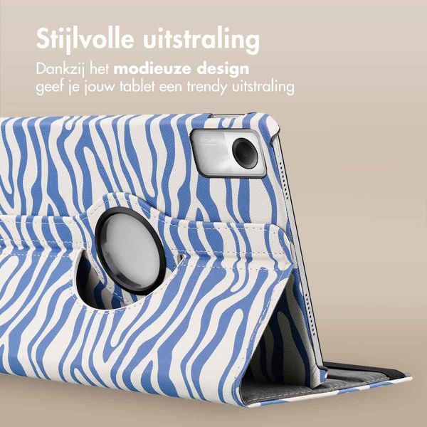 imoshion 360° Draaibare Design Bookcase Xiaomi Redmi Pad SE - White Blue Stripes