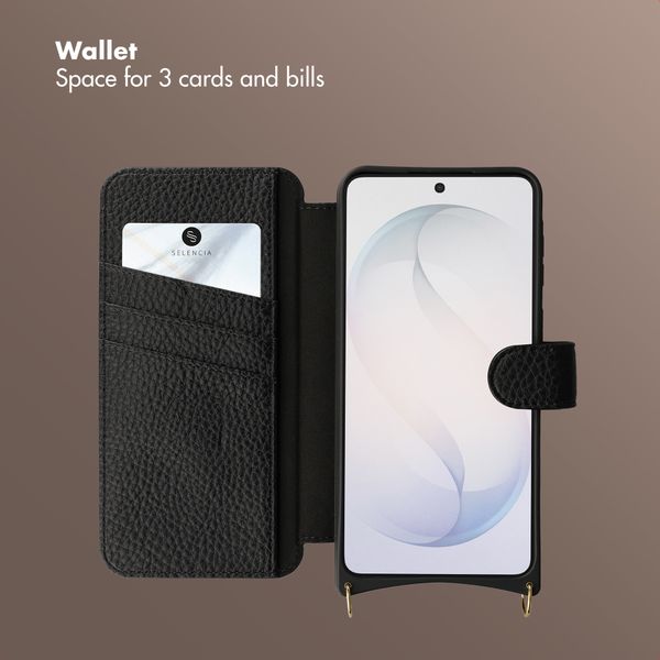 Selencia Riva Bookcase with MagSafe and phone strap Samsung Galaxy S26 - Black