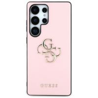 Guess 4G Metal Logo Saffiano Backcover Samsung Galaxy S25 Ultra - Roze
