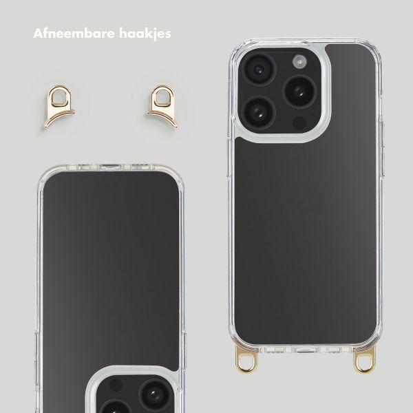 Selencia Transparent Case with Hooks + Lova Wrist Strap Apple iPhone 15 Pro - Orange