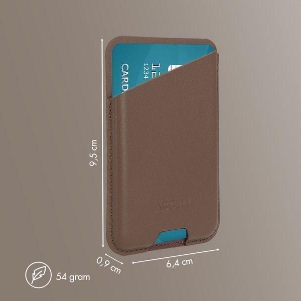 Accezz Magnetic Leather Card Holder - Compatible with Apple Find My - Coffee Brown
