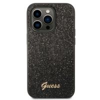 Guess Glitter Flakes Backcover iPhone 14 Pro Max - Zwart