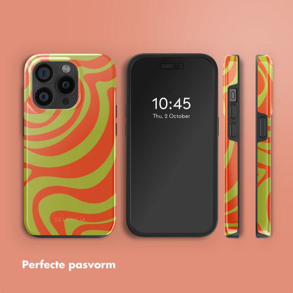 Selencia Vivid Backcover met MagSafe Apple iPhone 15 Pro - Wavy Swirl Orange Fern