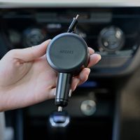 Accezz Autolader met uittrekbare kabels - USB-C / USB-C - 60W - Zwart