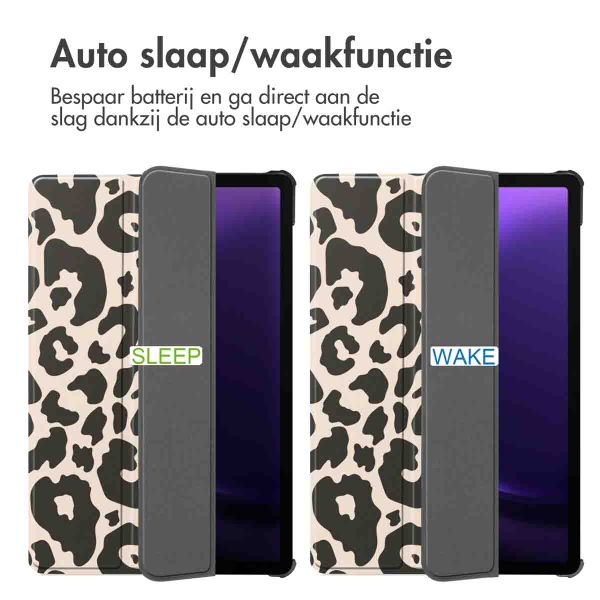 imoshion Design Trifold Bookcase Samsung Galaxy Tab S10 Lite / S9 11.0 inch / Tab S10 FE / S9 FE 10.9 inch - Leopard