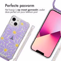 imoshion Design hoesje met koord Apple iPhone 13 - Tropical Violet Flowers Connect