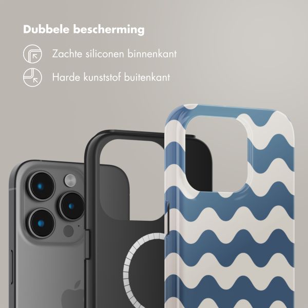Selencia Vivid Backcover met MagSafe Apple iPhone 15 Pro - Wave Vibes Classic Blue