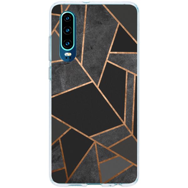 Design Backcover Huawei P30 - Grafisch Zwart / Koper