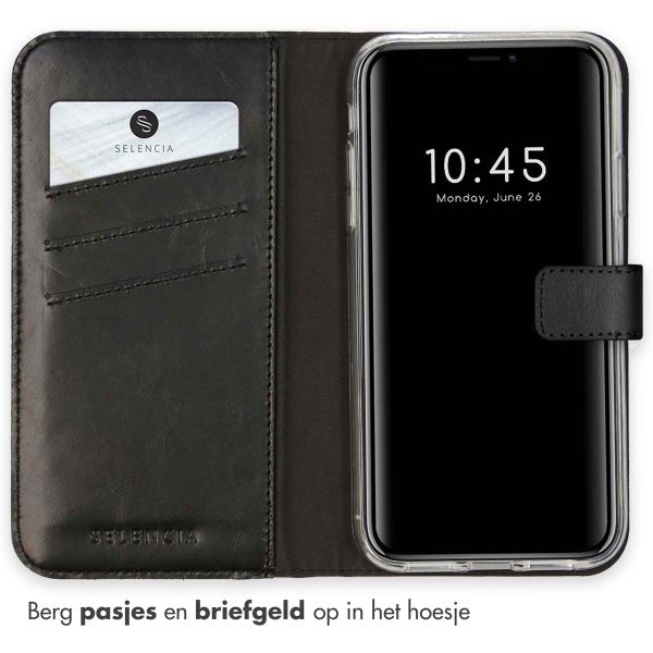 Selencia Echt Leren Bookcase Apple iPhone Xr - Zwart