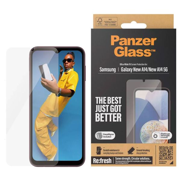 PanzerGlass Refresh Ultra-Wide Fit Anti-Bacterial Screenprotector incl. applicator Samsung Galaxy A15 (5G)