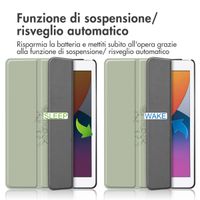 imoshion Design Trifold Bookcase Apple iPad 9 (2021) 10.2 inch / iPad 8 (2020) 10.2 inch / iPad 7 (2019) 10.2 inch - Floral Green