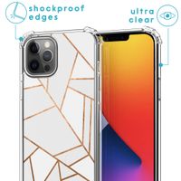 imoshion Design hoesje met koord iPhone 12 (Pro) - Grafisch Koper - Wit / Goud