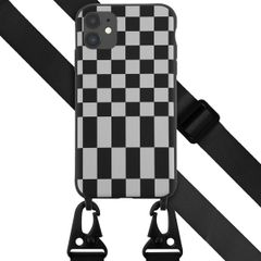 Selencia Siliconen design hoesje met afneembaar koord Apple iPhone 11 - Irregular Check Black