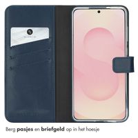 Selencia Echt Leren Bookcase Samsung Galaxy S25 Edge - Donkerblauw