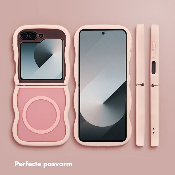 Selencia Wavy Backcover met MagSafe Samsung Galaxy Z Flip 6 - Soft Pink