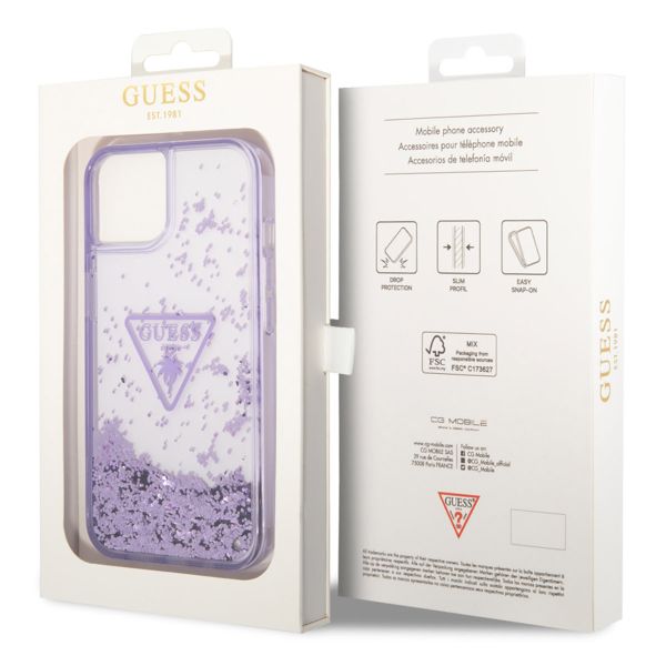 Guess Liquid Glitter Backcover Apple iPhone 14 - Paars