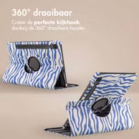 imoshion 360° Draaibare Design Bookcase Samsung Galaxy Tab S10 Lite / S10 FE / S9 FE - White Blue Stripes