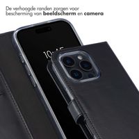 Selencia Echt Lederen Bookcase iPhone 16 Pro Max - Zwart