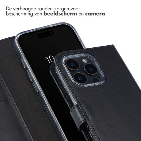 Selencia Echt Leren Bookcase Apple iPhone 16 Pro - Zwart