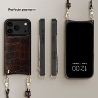Selencia Nova Croco Telefoonhoes met Koord en Pashouder Apple iPhone 18 Pro Max / 17 Pro Max - Choco Brown