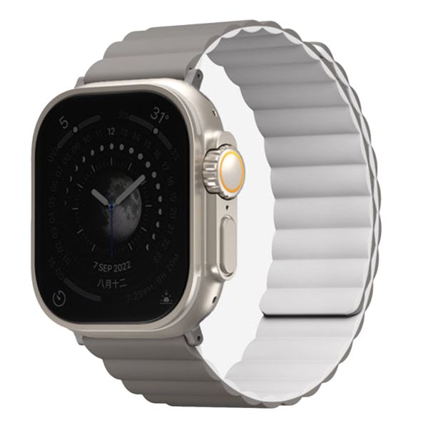Uniq Revix dubbelzijdig bandje Apple Watch Series 1 t/m 11 / SE / Ultra (44/45/46/49 mm) - Ash Grey / Dove White