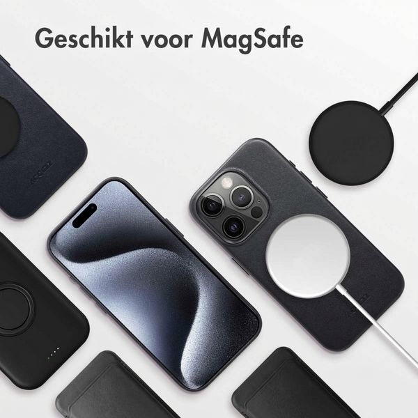 Accezz MagSafe Leather Backcover Apple iPhone 15 Pro - Onyx Black