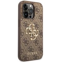 Guess 4G Metal Logo Backcover iPhone 14 Pro Max - Bruin