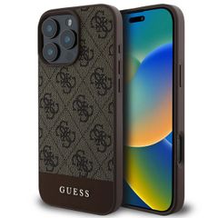 Guess Bottom Stripe 4G Backcover Apple iPhone 16 Pro - Bruin