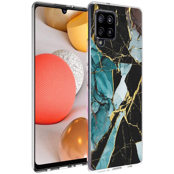 imoshion Design hoesje Samsung Galaxy A42 - Marmer - Gebroken Blauw