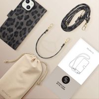 Selencia Sabi Bookcase met Panterprint Apple iPhone 14 / 13 - Midnight Black