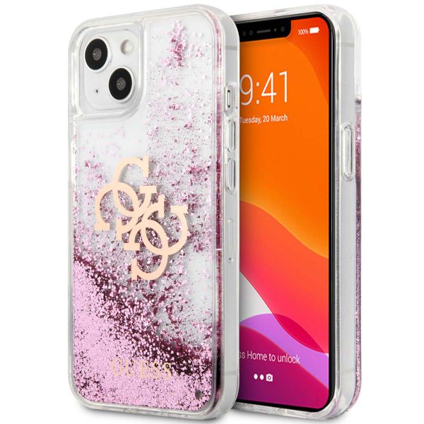 Guess 4G Logo Liquid Glitter Backcover iPhone 13 Mini - Pink