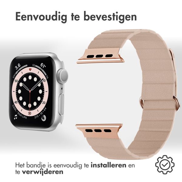 imoshion Magnetisch lederen bandje Apple Watch Series 1 t/m 9 / SE (38/40/41 mm) | Series 10 / 11 (42 mm) - Beige