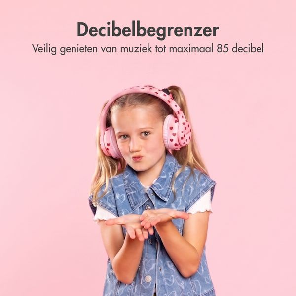 imoshion Draadloze Kinderkoptelefoon LED Light - Decibelbegrenzer - Met AUX kabel - Hartjes